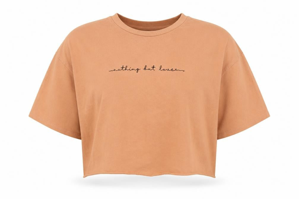 Topshop Womens Orange  Cotton Cropped T-Shirt Size 6 Crew Neck