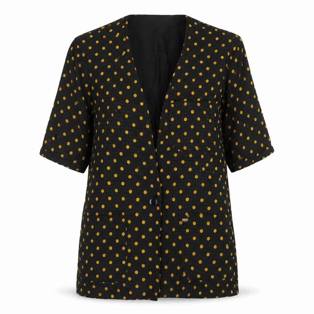 Anne Klein Womens Black Polka Dot  Jacket Blazer Size S  Button