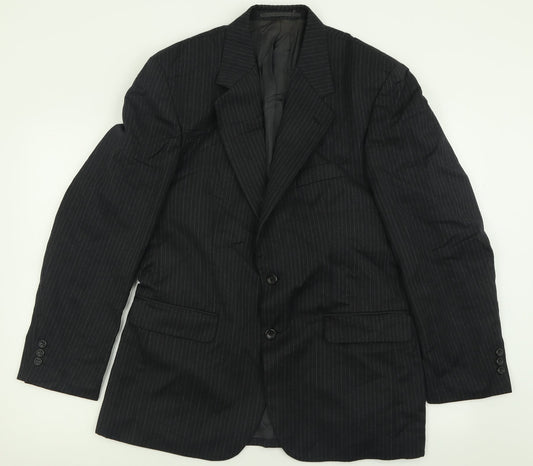 Debenhams Mens Black Striped Wool Jacket Suit Jacket Size 40