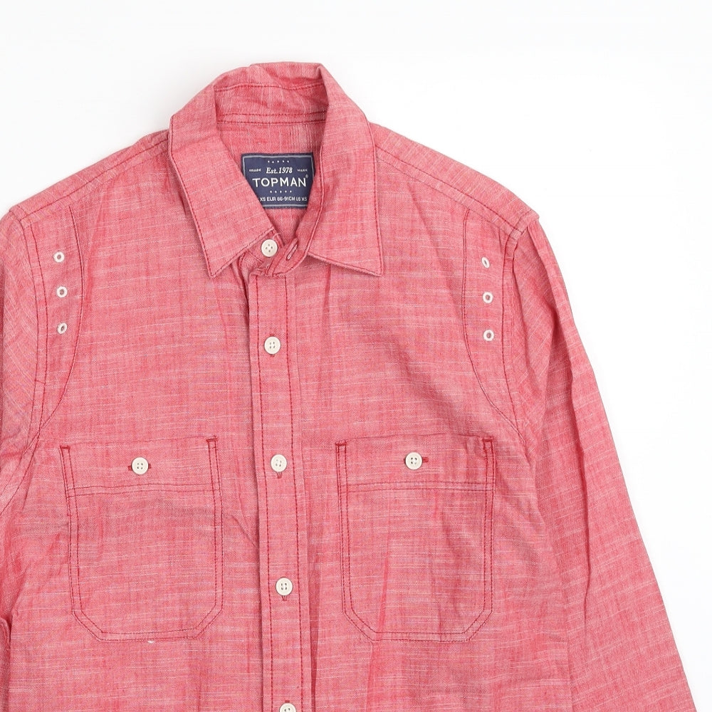 Topman Mens Pink  Cotton  Button-Up Size XS Collared Button
