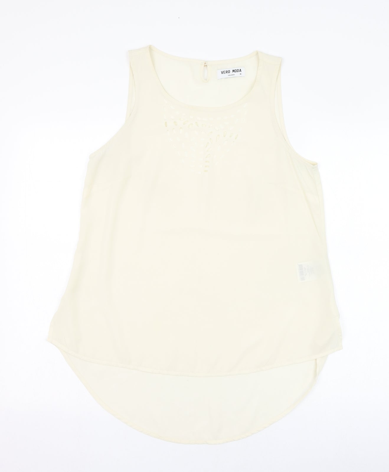 VERO MODA Womens Ivory  Polyester Basic Blouse Size M Round Neck