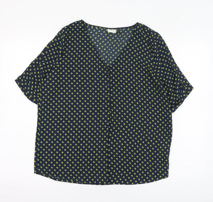 JACOUELINE de YONG Womens Black Geometric Polyester Basic Blouse Size 10 V-Neck