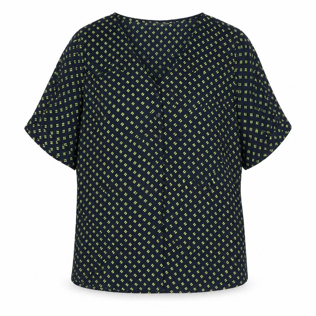 JACOUELINE de YONG Womens Black Geometric Polyester Basic Blouse Size 10 V-Neck