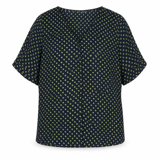 JACOUELINE de YONG Womens Black Geometric Polyester Basic Blouse Size 10 V-Neck