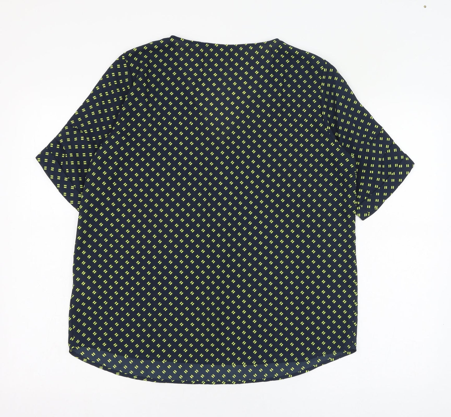 JACOUELINE de YONG Womens Black Geometric Polyester Basic Blouse Size 10 V-Neck