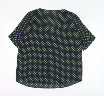 JACOUELINE de YONG Womens Black Geometric Polyester Basic Blouse Size 10 V-Neck