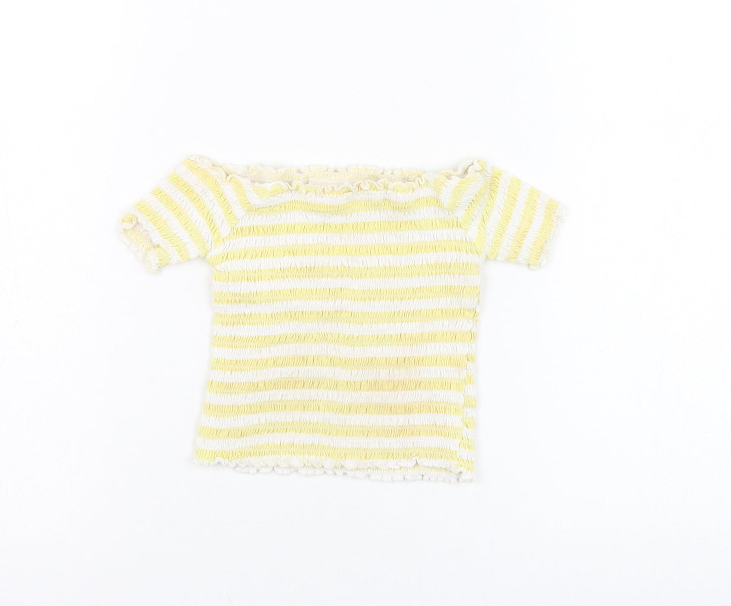 Primark Girls  Striped Cotton Basic T-Shirt Size 3-4 Years Square Neck Pullover