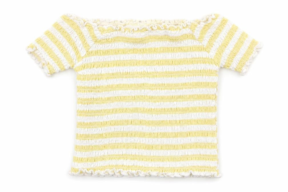 Primark Girls  Striped Cotton Basic T-Shirt Size 3-4 Years Square Neck Pullover