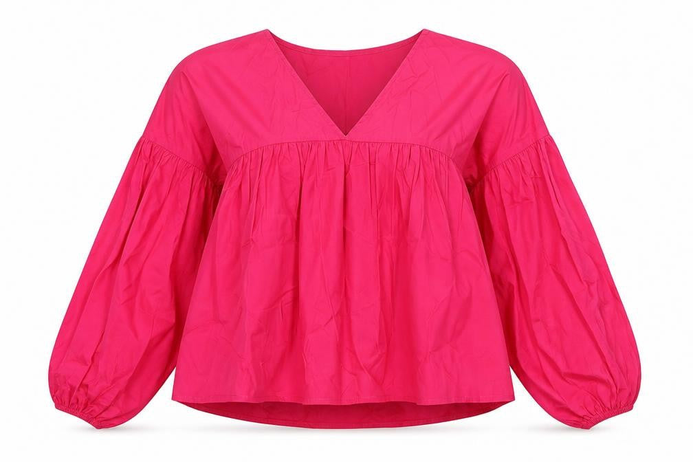 Boohoo Womens Pink  Cotton Basic Blouse Size 12 V-Neck