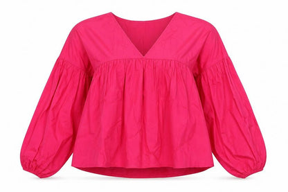 Boohoo Womens Pink  Cotton Basic Blouse Size 12 V-Neck