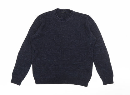 George Mens Blue Crew Neck  Acrylic Pullover Jumper Size M