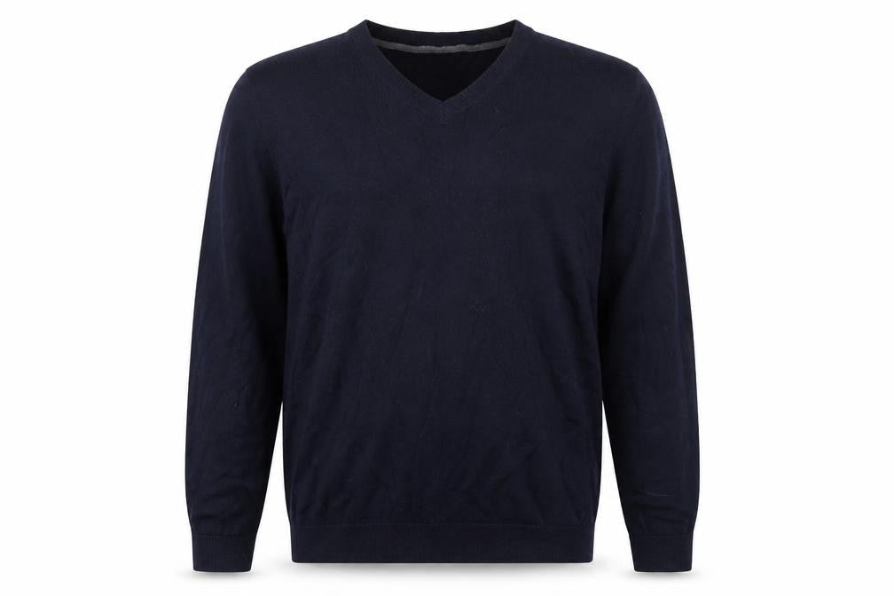 New Look Mens Blue V-Neck  Cotton Pullover Jumper Size L