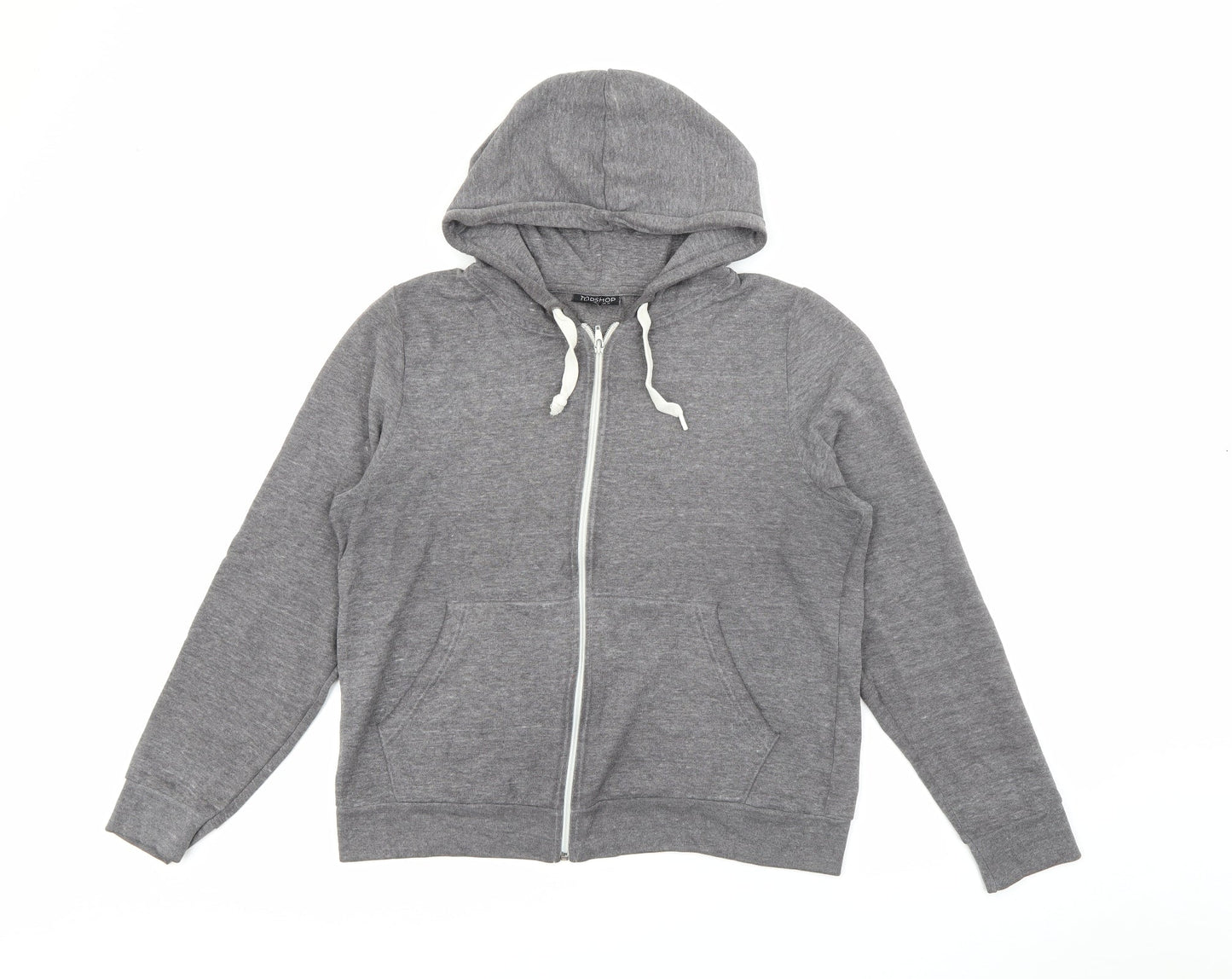 Topshop Womens Grey  Polyester Full Zip Hoodie Size 12  Zip
