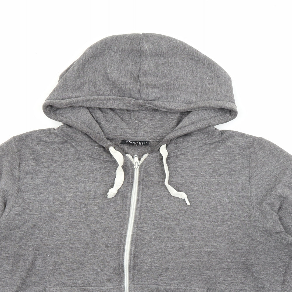 Topshop Womens Grey  Polyester Full Zip Hoodie Size 12  Zip
