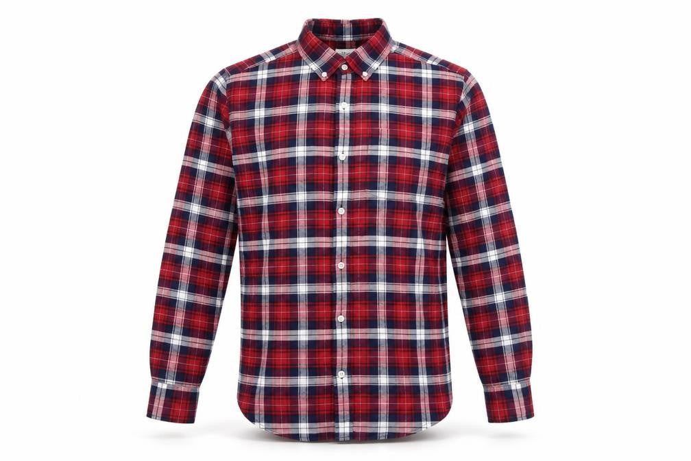 NEXT Mens Red Plaid Cotton  Button-Up Size S Collared Button
