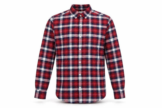 Next Mens Red Plaid Cotton  Button-Up Size S Collared Button