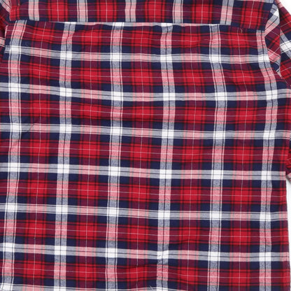Next Mens Red Plaid Cotton  Button-Up Size S Collared Button