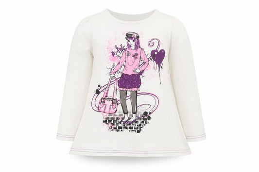 Dunnes Girls White  Cotton Pullover T-Shirt Size 5 Years Crew Neck