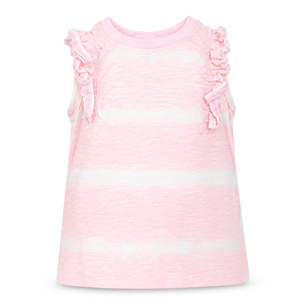 Dunnes Stores Girls Pink Striped Cotton Basic Tank Size 3-4 Years Round Neck Pullover