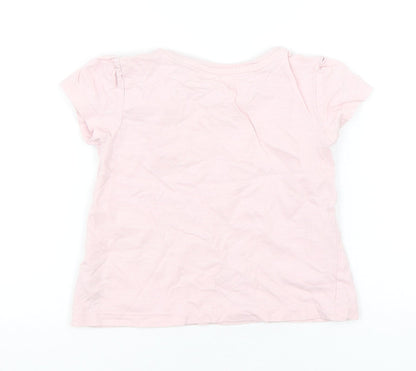Dunnes Girls Pink  Cotton Basic T-Shirt Size 12-18 Months Round Neck Pullover