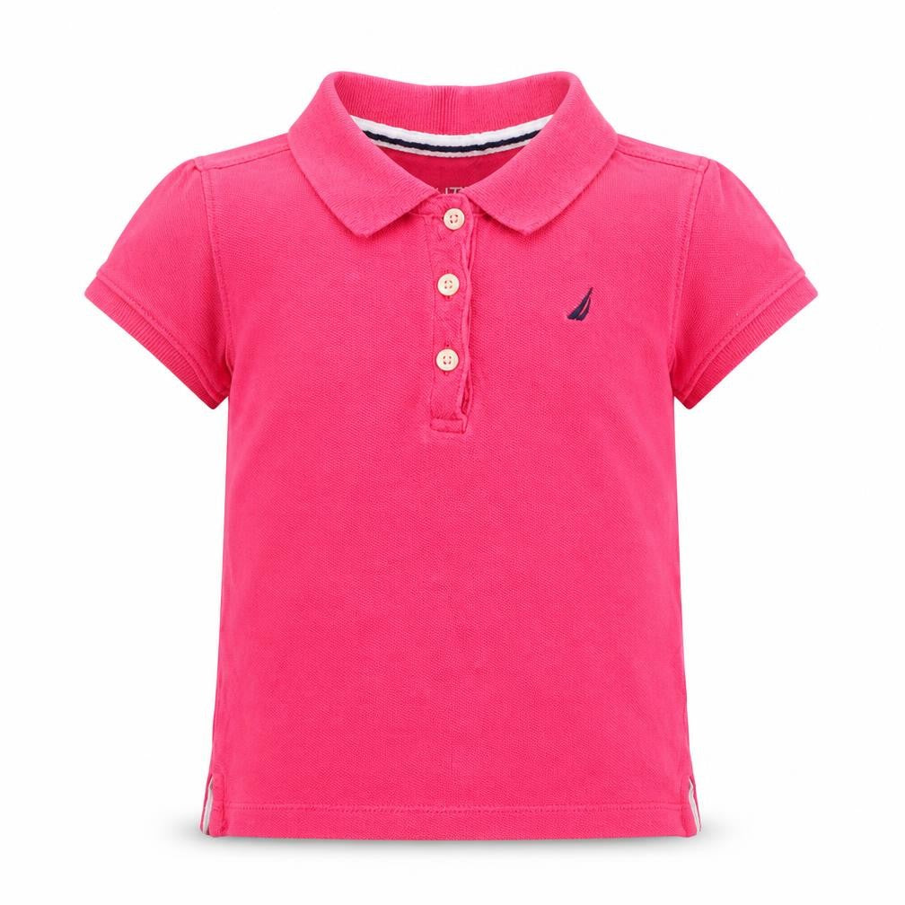 Nautica Girls Pink  Cotton Basic Polo Size 4 Years Collared Pullover