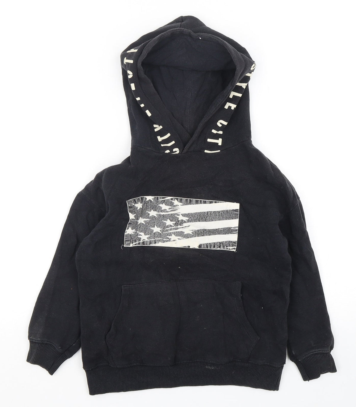 Zara Boys Black  Cotton Pullover Hoodie Size 6 Years  Pullover - USA