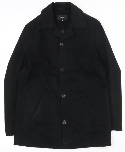 NEXT Womens Black   Overcoat Coat Size S  Button