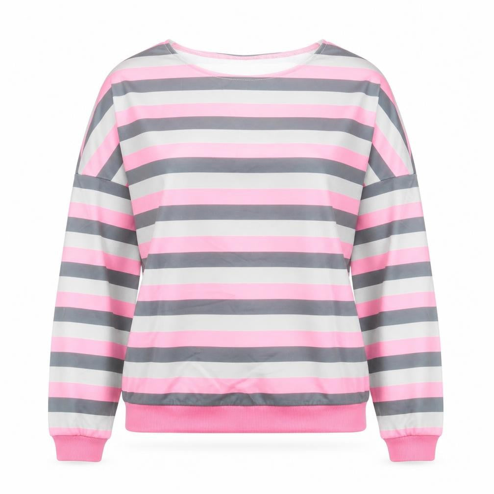 SheIn Womens Grey Striped Polyester Pullover Sweatshirt Size 2XL  Pullover