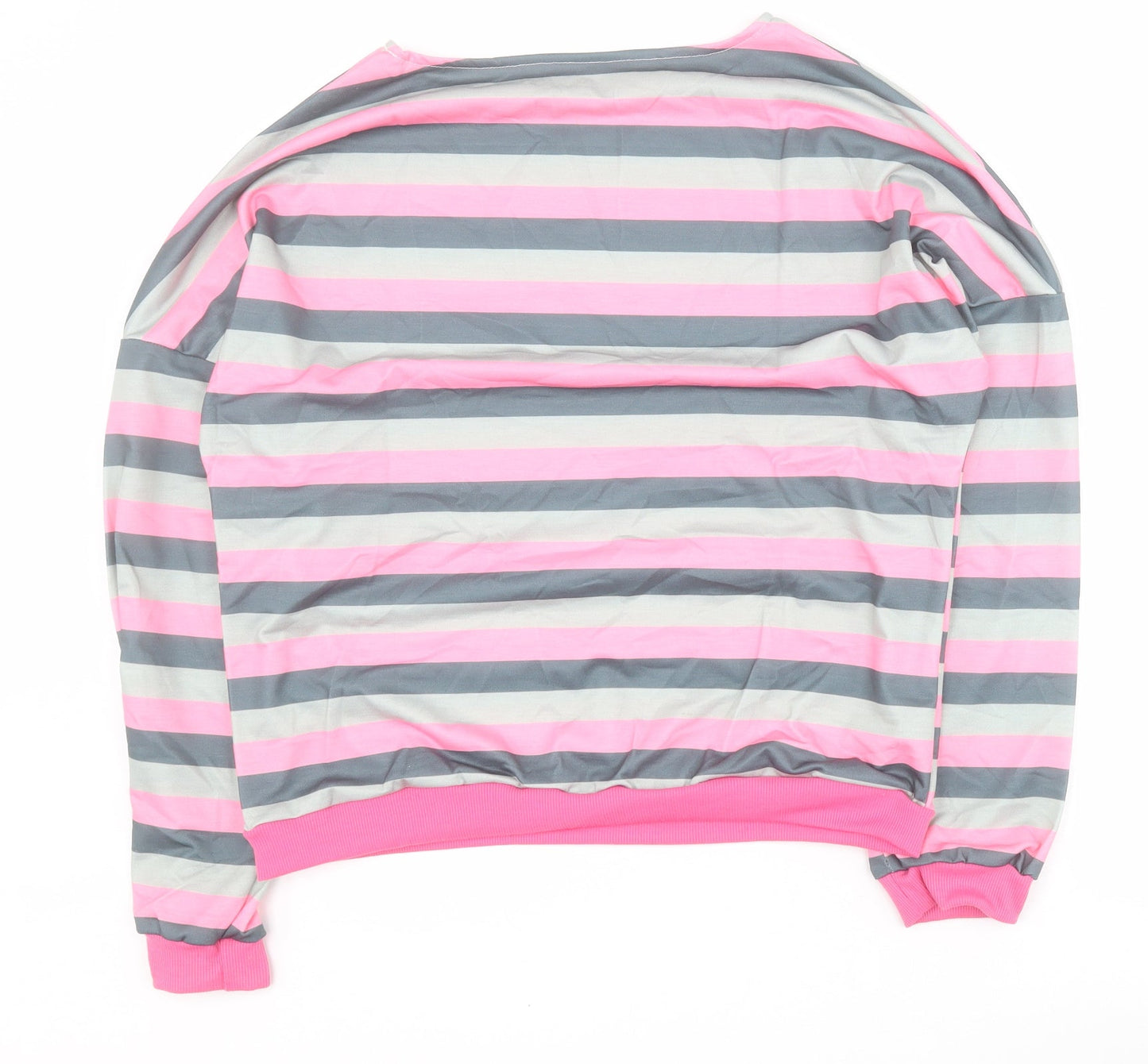 SheIn Womens Grey Striped Polyester Pullover Sweatshirt Size 2XL  Pullover
