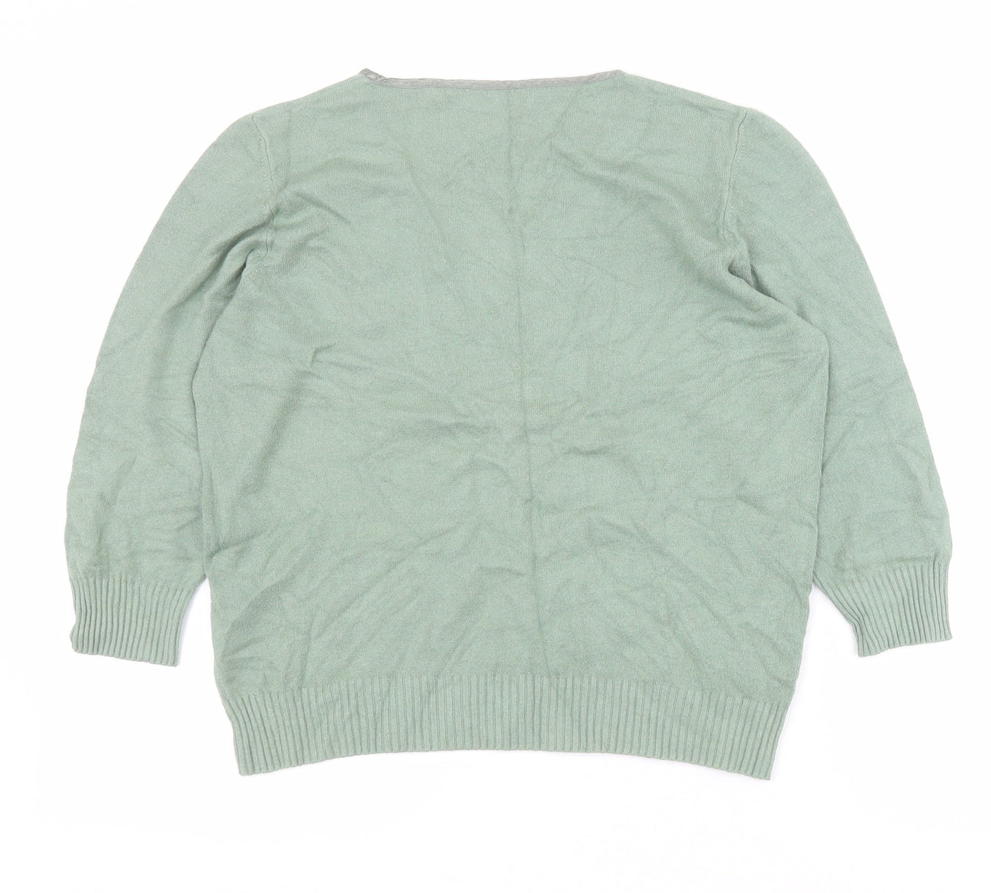 Marks and Spencer Womens Green V-Neck  Viscose Pullover Jumper Size 18