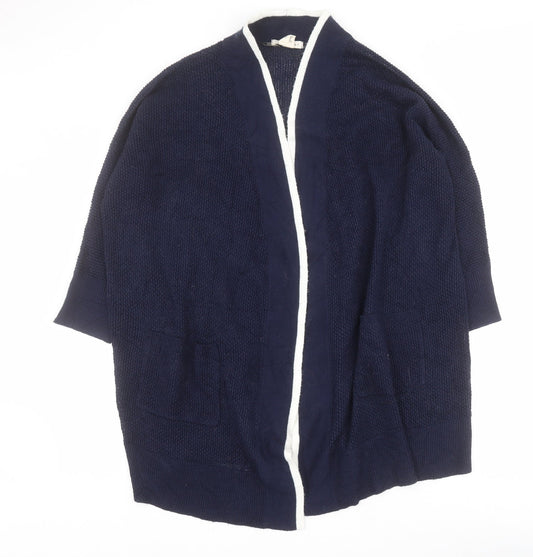 Retrology Womens Blue V-Neck  Acrylic Cardigan Jumper Size L