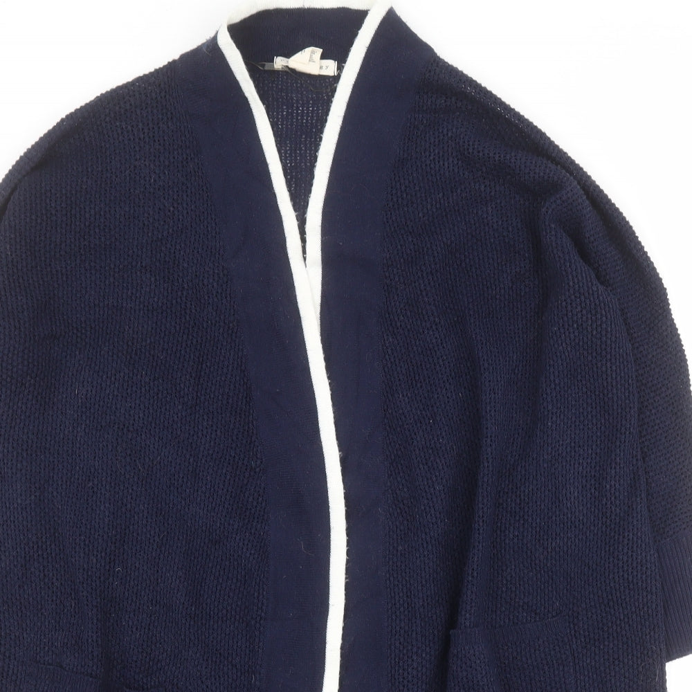 Retrology Womens Blue V-Neck  Acrylic Cardigan Jumper Size L