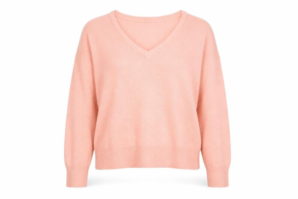 2Xtrenz Womens Pink V-Neck  Acrylic Pullover Jumper Size XL