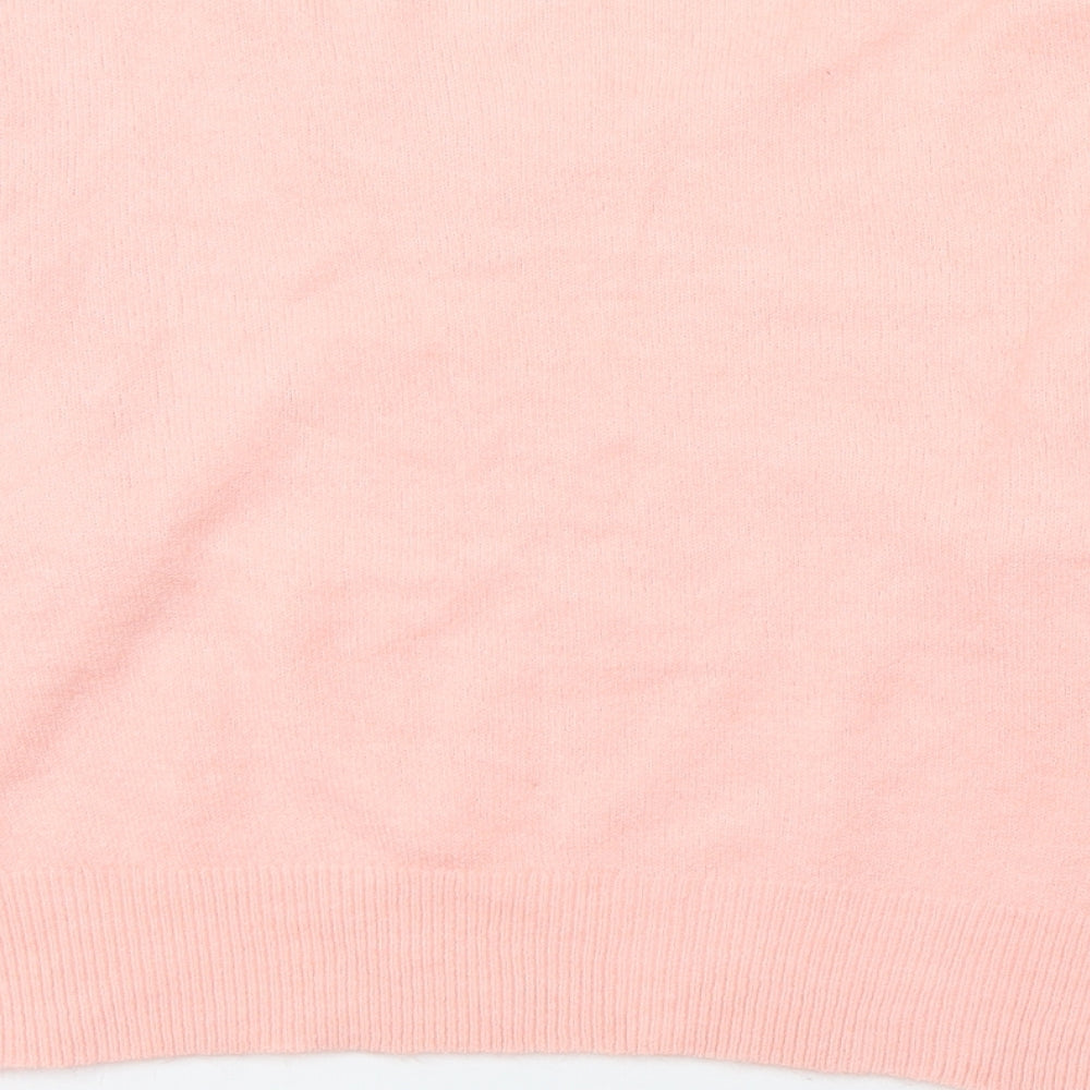 2Xtrenz Womens Pink V-Neck  Acrylic Pullover Jumper Size XL