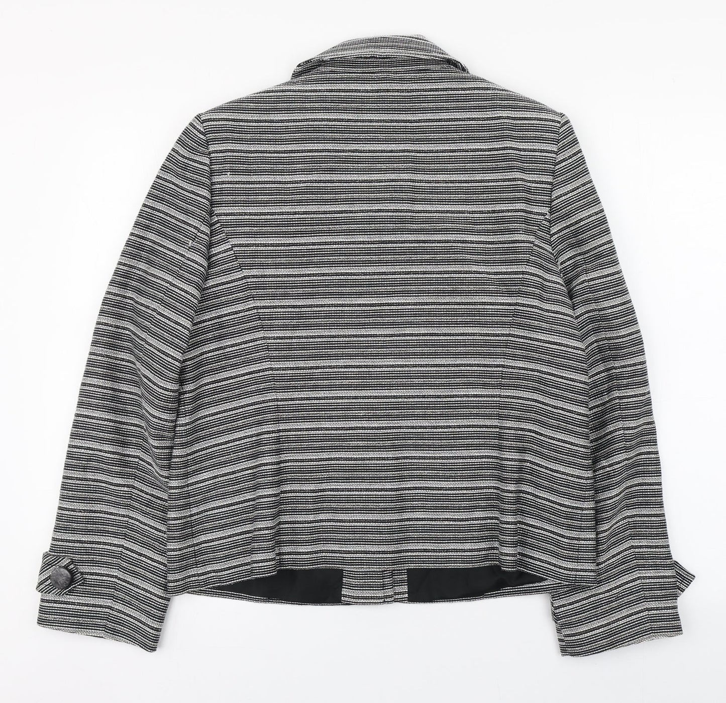 CC Womens Black Striped  Jacket Blazer Size 14  Button