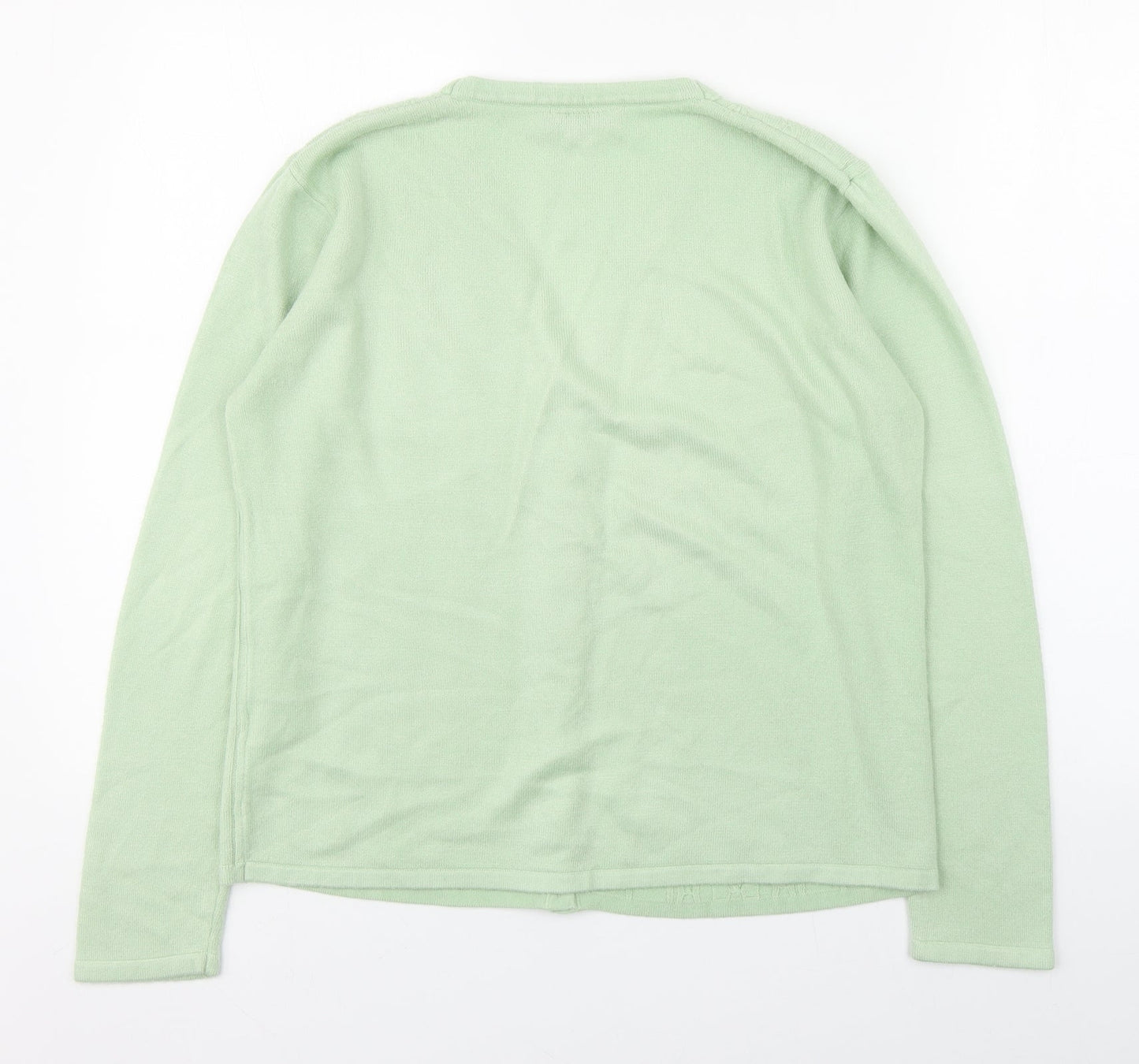 Lauren Taylor Womens Green V-Neck  Acrylic Cardigan Jumper Size S