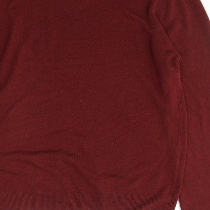 Preloved Marks and Spencer  Mens Red V-Neck  Acrylic Pullover Jumper Size L - Label