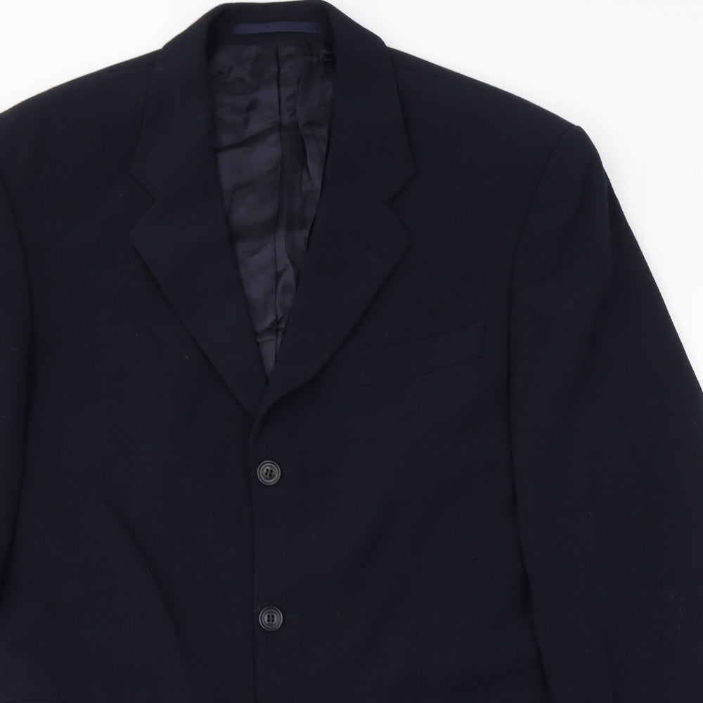 REMUS Mens Black  Polyester Jacket Suit Jacket Size L