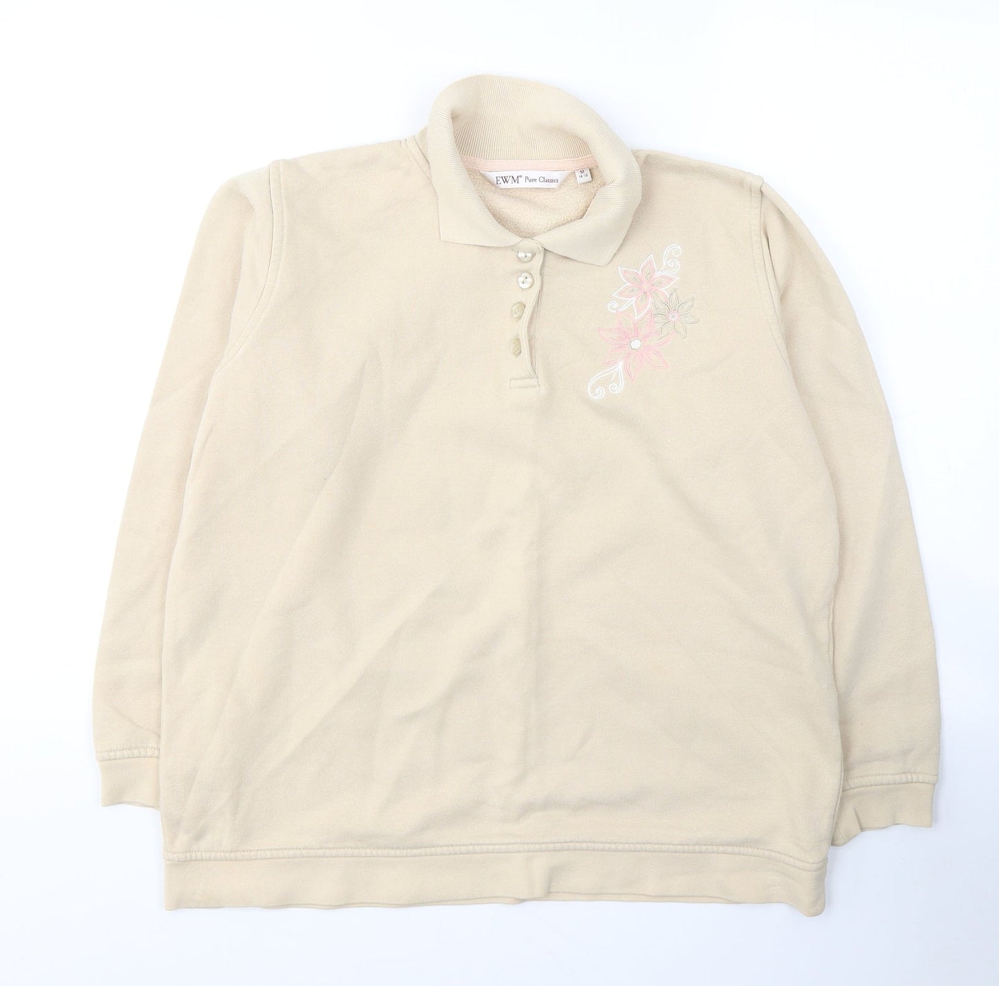 EWM Womens Beige  Cotton Pullover Sweatshirt Size 14  Pullover