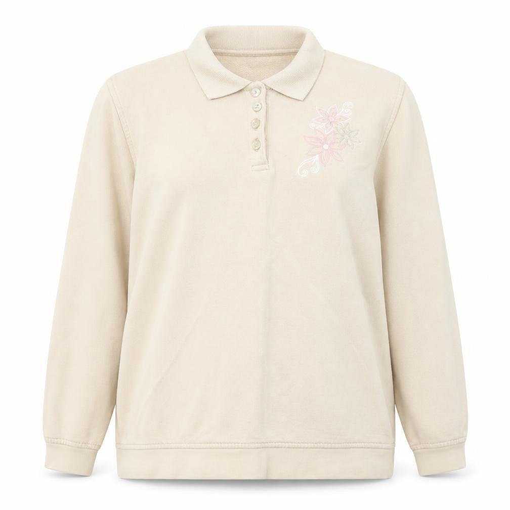 EWM Womens Beige  Cotton Pullover Sweatshirt Size 14  Pullover