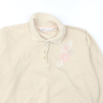 EWM Womens Beige  Cotton Pullover Sweatshirt Size 14  Pullover