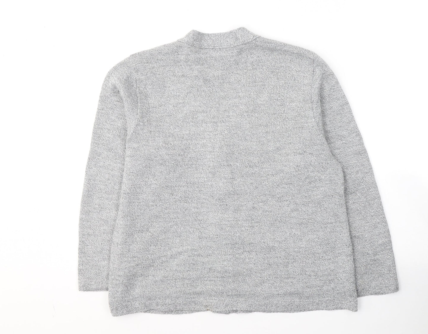 Florida Womens Grey V-Neck  Acrylic Cardigan Jumper Size S