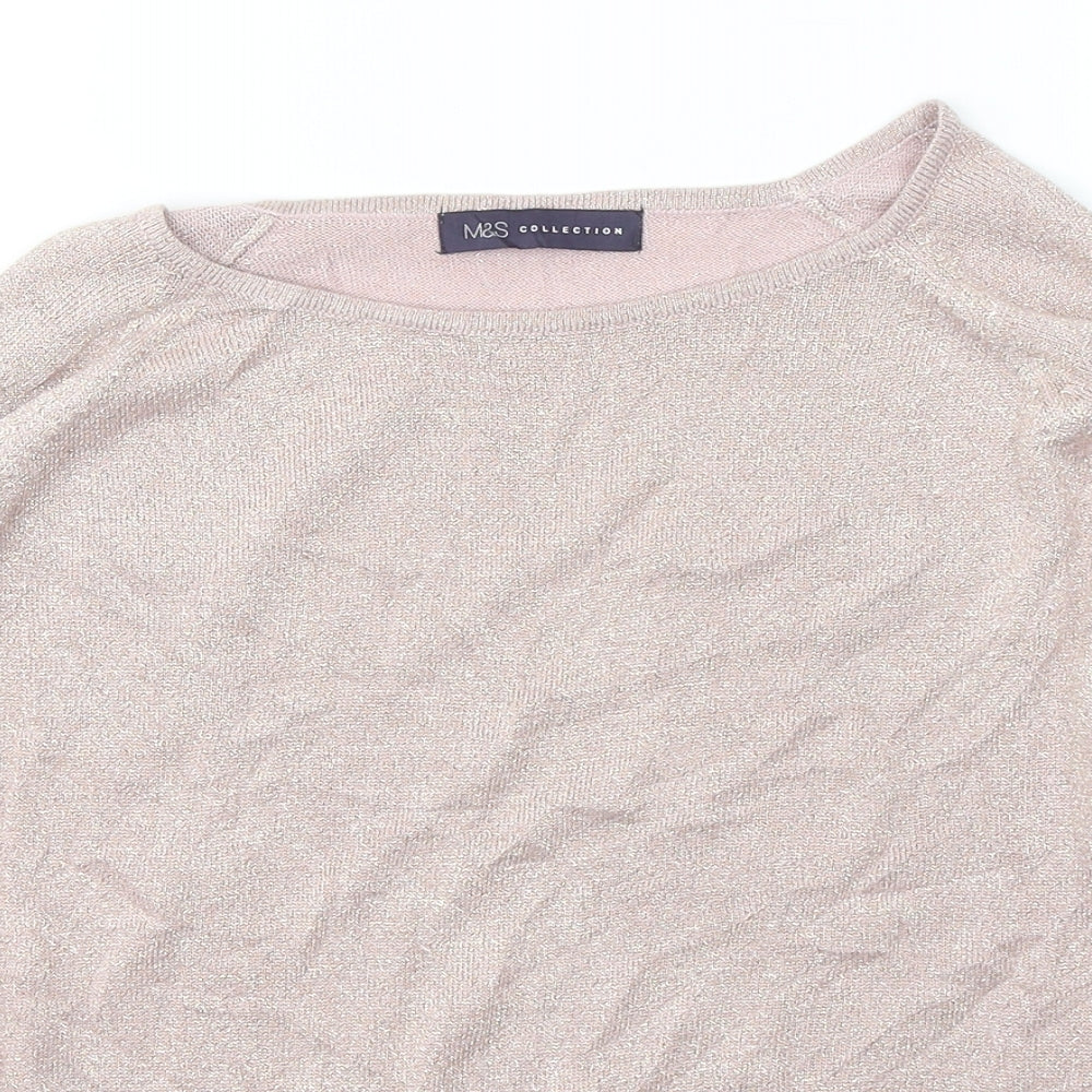 Marks and Spencer Womens Pink Boat Neck  Viscose Pullover Jumper Size 12