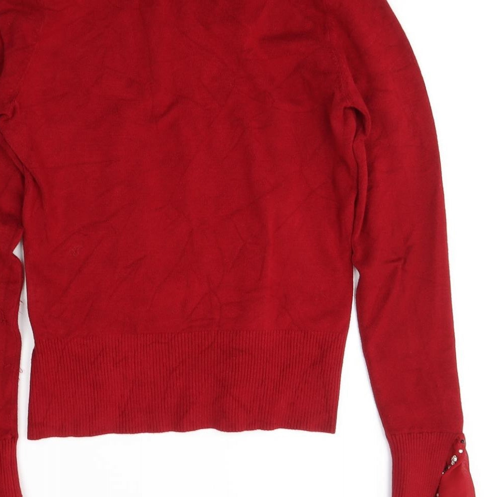 Vuka Womens Red  Nylon Jersey Blouse Size 12 Roll Neck