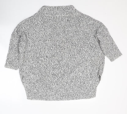 H&M Womens White V-Neck  Cotton Pullover Jumper Size M   - side slits