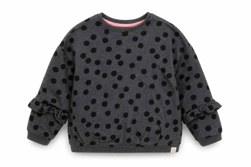 NEXT Girls Grey Polka Dot Cotton Pullover Sweatshirt Size 5-6 Years  Pullover