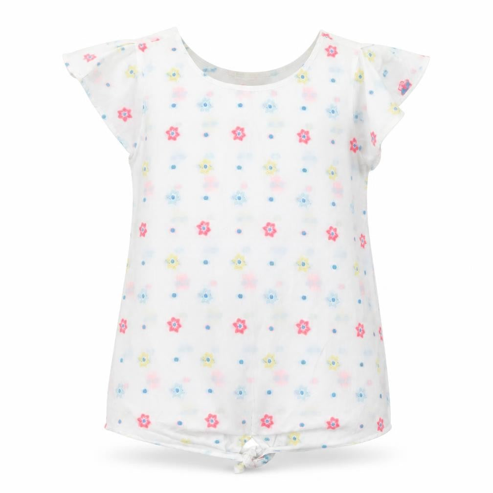 Zara Girls White Floral Cotton Basic Blouse Size 13-14 Years Crew Neck Pullover