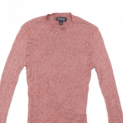 Topshop Womens Pink Crew Neck  Viscose Pullover Jumper Size 10