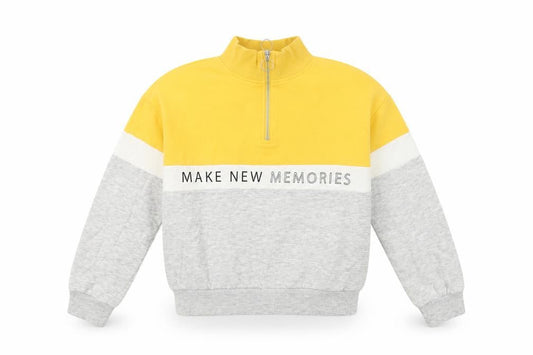 H&M Girls Yellow Colourblock Cotton Pullover Sweatshirt Size 11-12 Years  Zip - Make New Memories