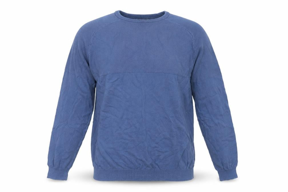 Studio Mens Blue Crew Neck  Cotton Pullover Jumper Size L